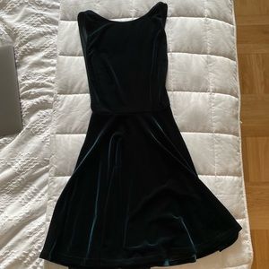 American Apparel green velvet skater dress size S